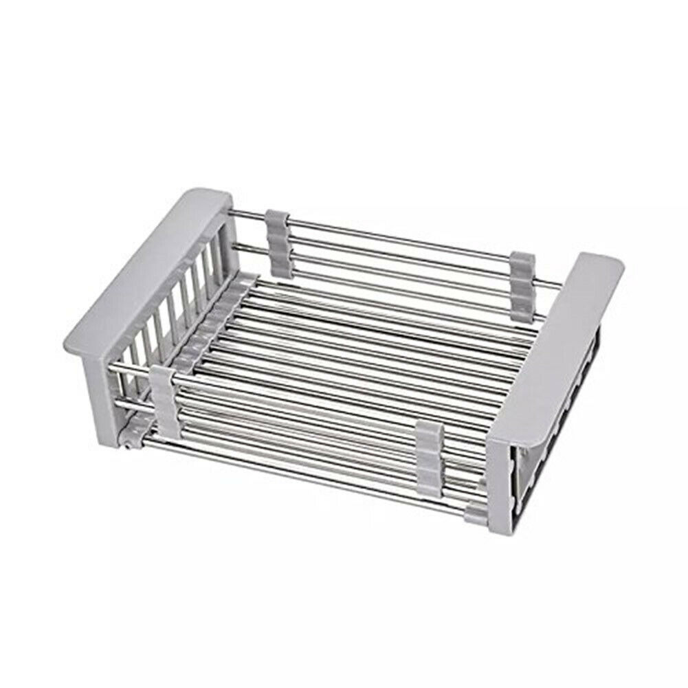 Novo aço inoxidável prato rack de secagem telescópica pia drenagem cesta casa suprimentos cozinha