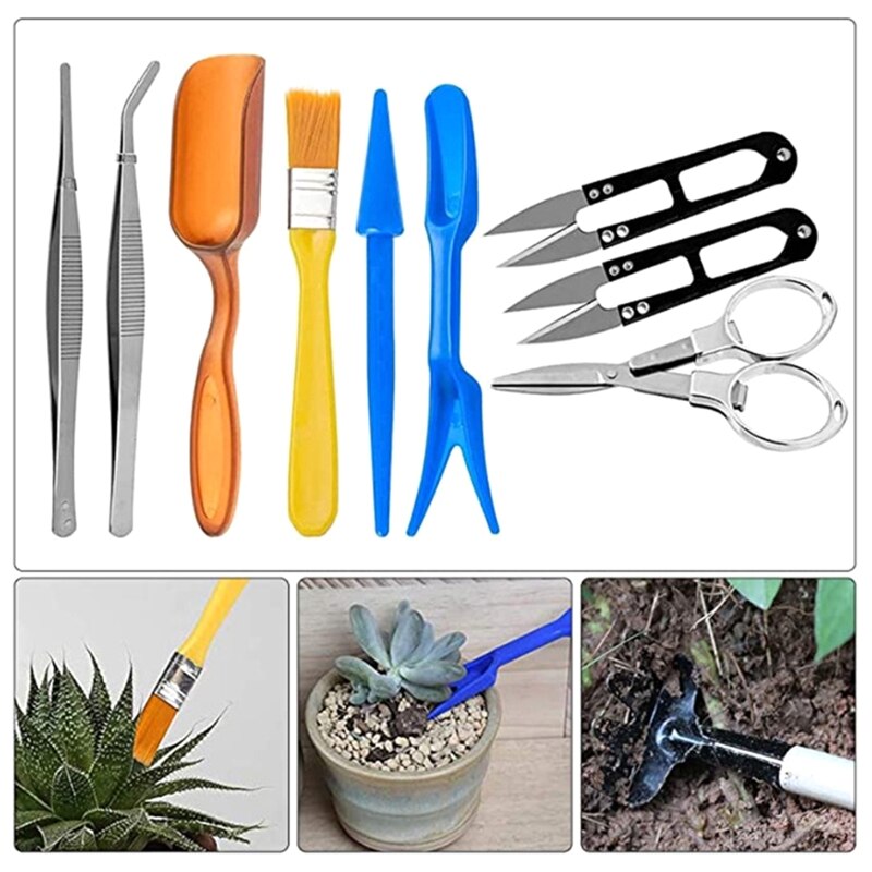 Juego de herramientas de jardinería para el hogar, accesorios para trasplantar, Mini bonsái duradero, portátil, N1HF, 12 unids/set