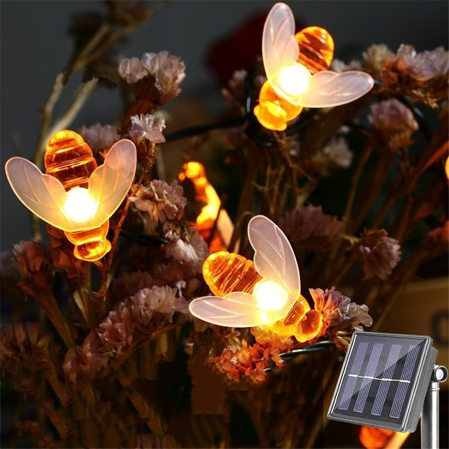 50 Leds Zonne-energie 7M String Lights Honey Bee Fairy Lights Flower Garland Voor De Straat, Gazons, decors Voor De Patio Tuin