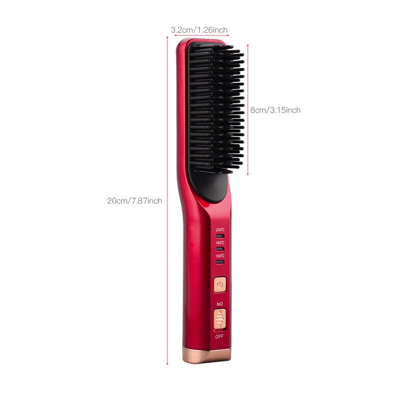 Cordless Hair Straightening Comb 3 Temperatures Hair Straightener USB Rechargeable Hair Straightening Iron Brush