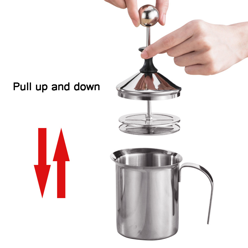 400/800ML Manuelle Milchaufschäumer Edelstahl cappuccino Milch Creamer Milch Schaum Mesh Kaffee Schäumer Creamer Küche Applicance