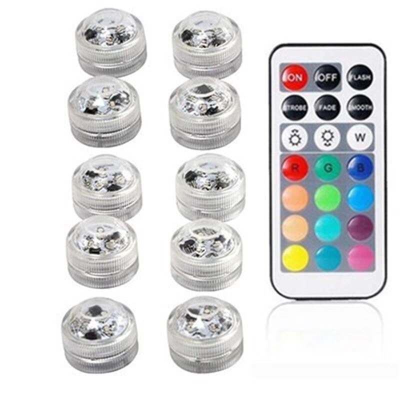Underwater Led Light IP68 Waterproof Battery Operated Multi Color Submersible Lights For Swimming Pool Fountains Ponds Fishing: 1controller 10 Light
