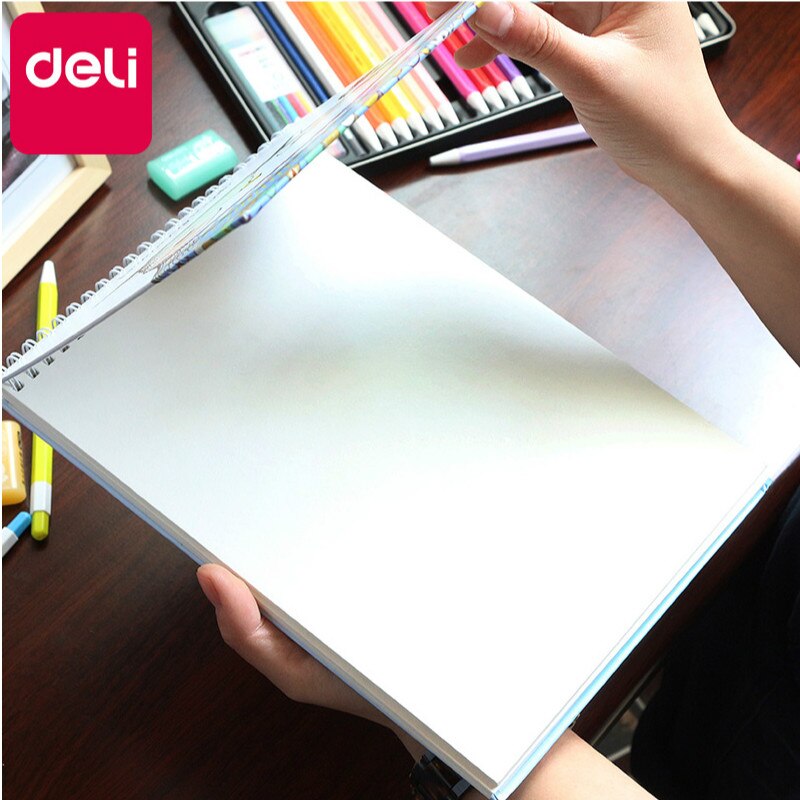 DELI-Papel de dibujo de dibujos animados Kawaii para estudiantes, 40 hojas, boceto, libro de arte, dibujo, bocetos, suministros de pintura