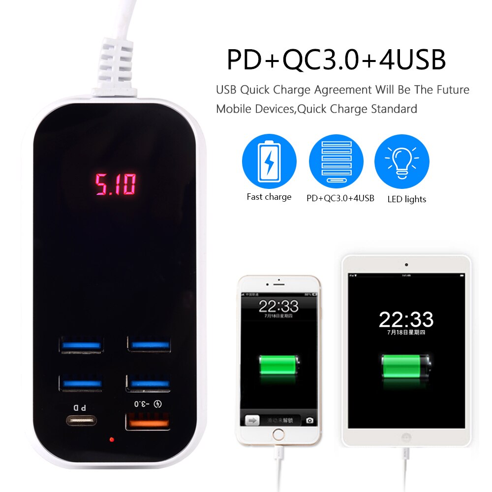 Vários portos pd carregador rápido multi usb carregador de viagem carga rápida qc3.0 adaptador para xiaomi iphone 13 todo o telefone inteligente carregador