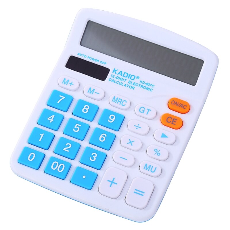 12-Digit Cute Battery Powered Calculator Desktop Financial Accounting Tool Large Display Office School Calculators T84D: Blue