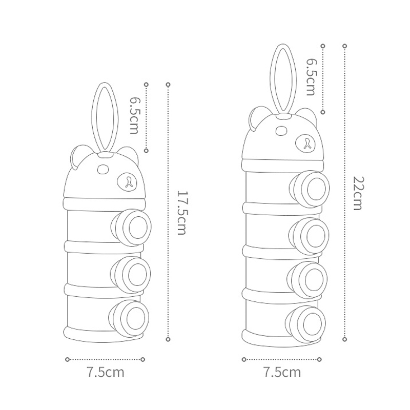 3/4Layer Beer Stijl Draagbare Babyvoeding Storag Box Meerdere Openingen Granen Cartoon Baby Melkpoeder Doos Waggel snack Container