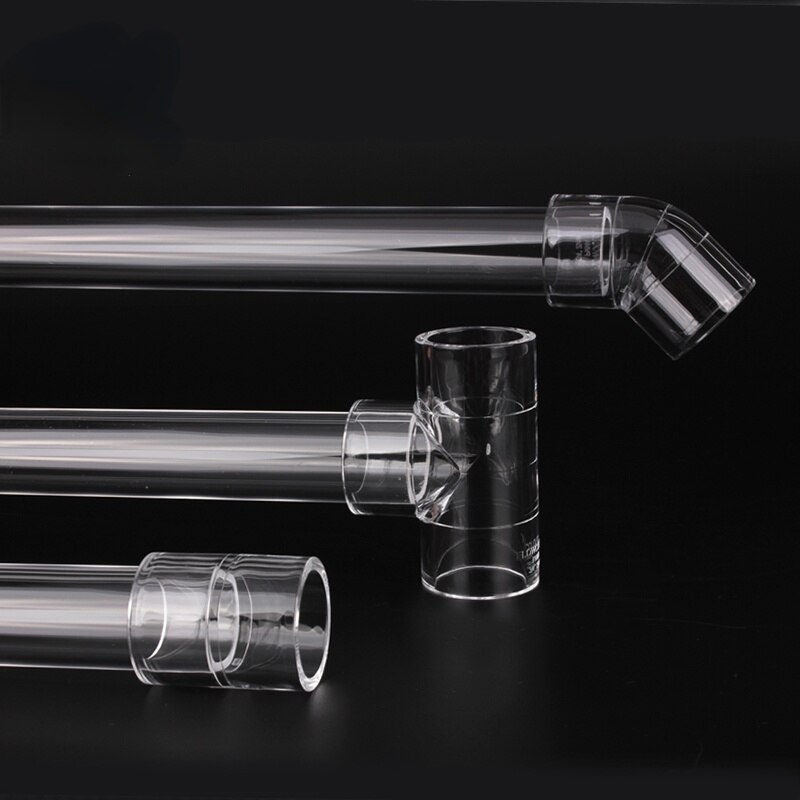 Clear PVC Pipe Fitting pvc pipe tee 45 degree 90 degree fish tank pipe fitting Clear PVC Fittings