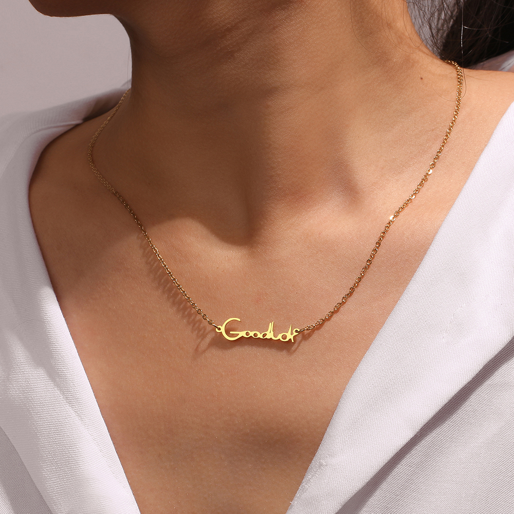 Collane in acciaio inossidabile lettera GoodLuck ciondolo catena collana di moda per gioielli da donna amici per feste regali per ragazza fortunata 1 pz