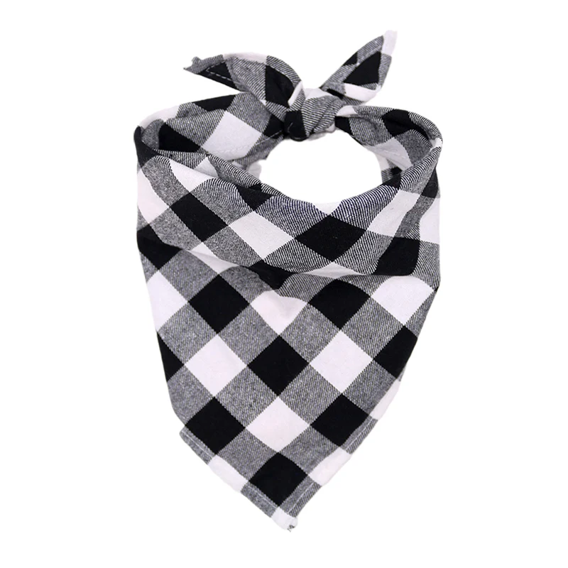 Bavoirs en coton pour grands chiens, Bandana pour chiens de taille moyenne et grande, écharpe triangulaire classique à carreaux pour animaux de compagnie, Golden Retriever, accessoires pour animaux de compagnie: S / WHITE