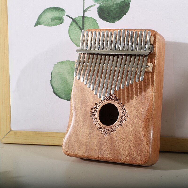 Guanteletes perfectos de 17 teclas, Piano de caoba, kalimba, instrumento Musical para principiantes, Piano de pulgar con accesorio, musical acústico de madera i: armrest wood flower