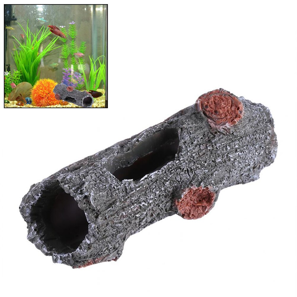 Akvarie dekorative fisk skjult legetøj ornament hult træ smykker harpiks akvarium haven landskab dekoration