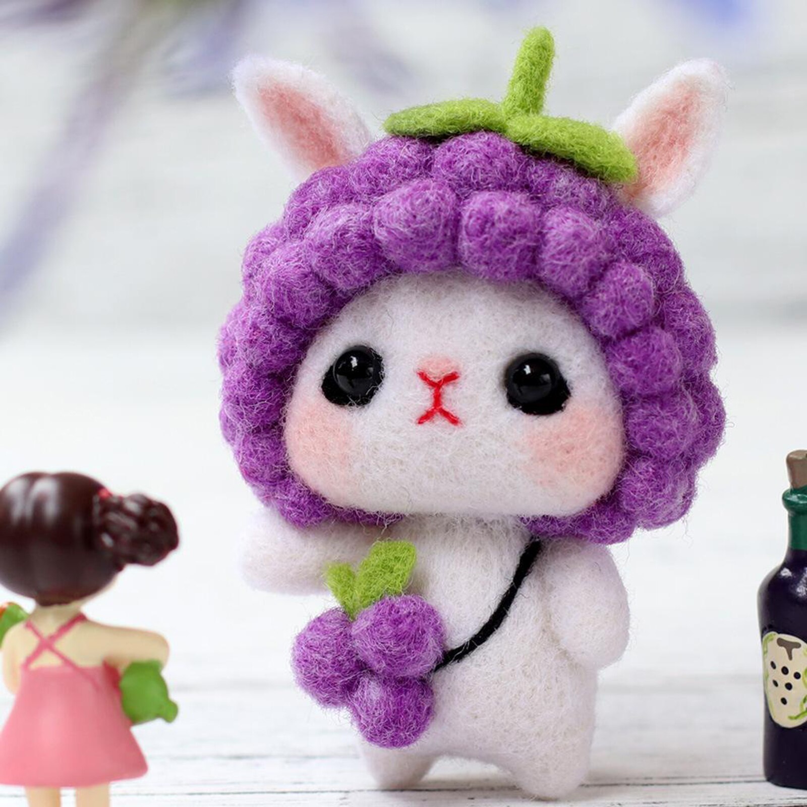 Animal Rabbit Wool Needle Felting Kit DIY Needlefelted Kit for Beginners Adults