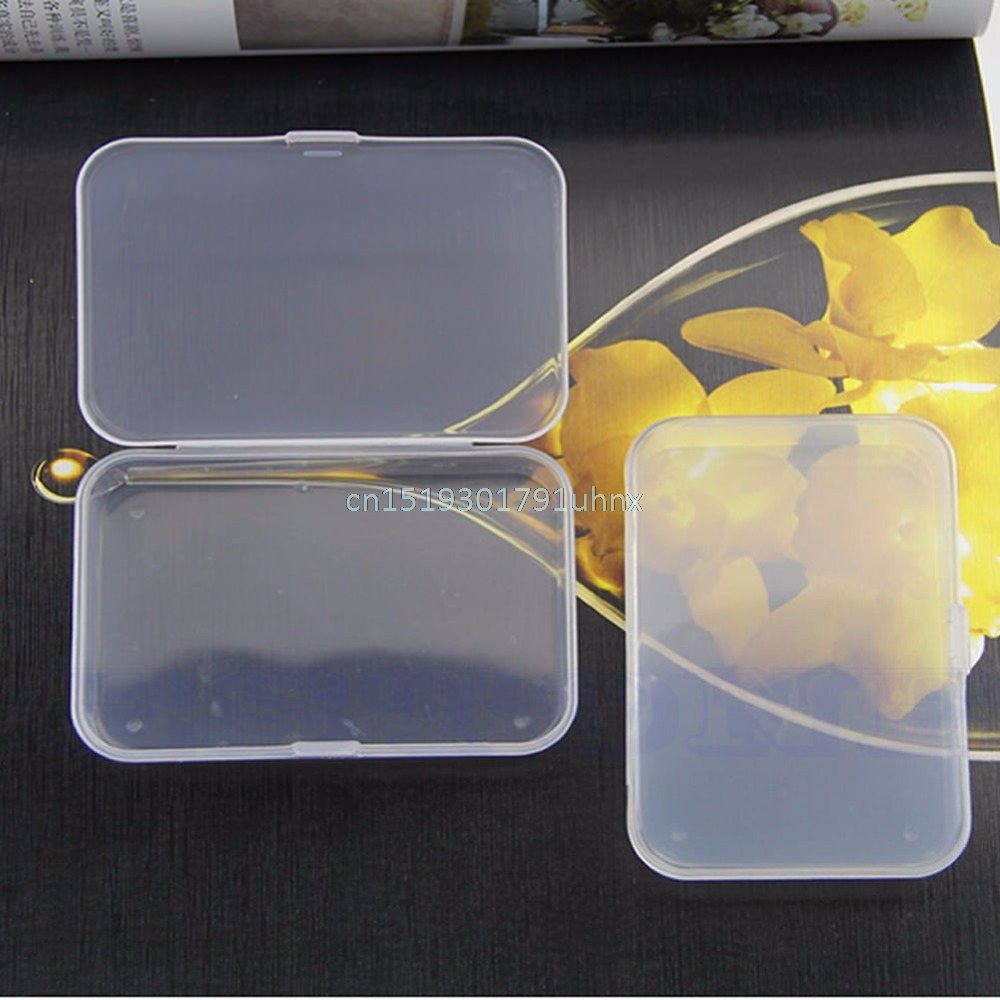 2Pc Clear Plastic Transparent Lid Storage Box Jewelry Collection Container Case