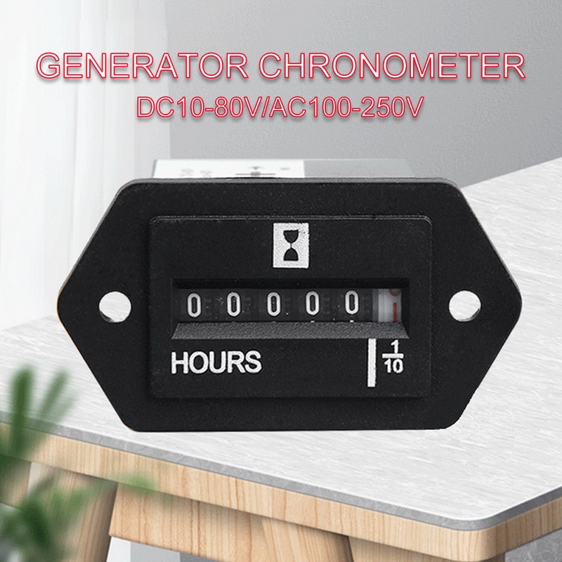 DC10-80V/AC100-250V Hour Meter For Lawn Mower Electric Generator Bulldozer Industrial Timer-1