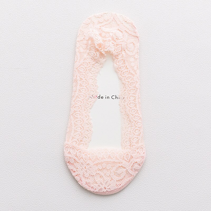 Lot de 10 chaussettes en dentelle pour femmes, lot de chaussettes d&#39;été solides, coupe basse, sans spectacle, en coton, décontractées, fines et invisibles: Pink