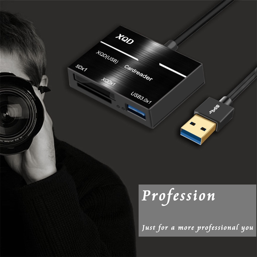 Super cámara XQD SD lector de tarjetas de memoria USB 3,0 Hub Adaptador para Sony/Nikon/Canon Cardreader USB Hubs Gadget Adaptador Usb