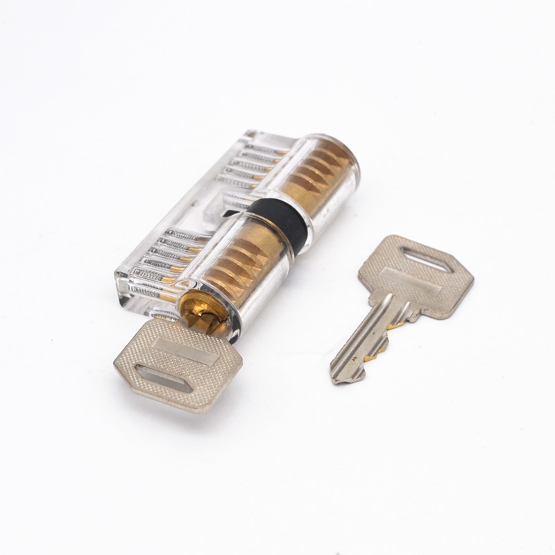 Lock Pick Set Acrylic Transparent Visible Practice Cutaway Lock with 2 Keys Padlock Tool For Locksmith Supplier 70mm