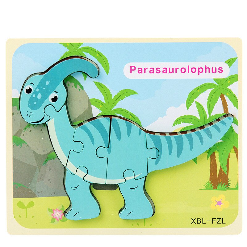 Montessori giocattoli di Legno per ChildrenWood Puzzle Di Legno 3D Puzzle Di puzzle Animale dinosauro Puzzle di Puzzle Del Bambino Apprendimento giocattoli Educatioanl: Parasaurolophus