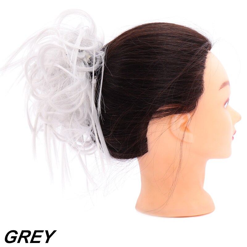 XUANGUANG-Chignon à Donut synthétique élastique | Chignon de coiffure Scrunchie décoiffé, chignon de coiffure de neuf couleurs pour choots: GREY