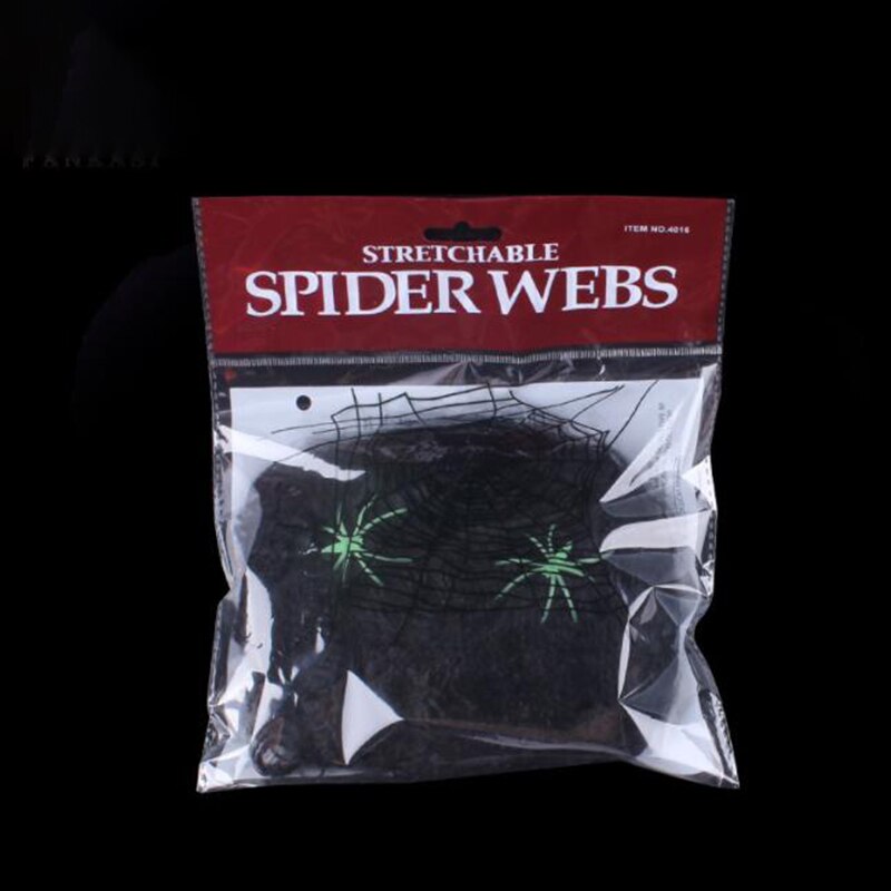 5 Farger Hjemsøkt Hus Spindelvev Dekorasjon Festrekvisitter Skrekkrekvisitt Halloween edderkopp web DIY Simulert Kjemisk Fiber: Svart