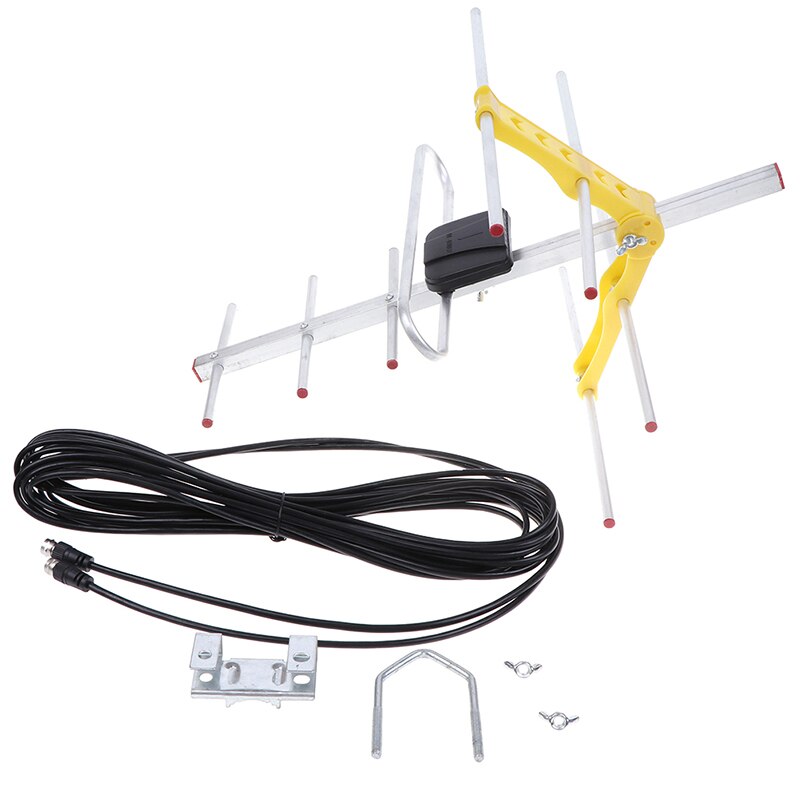 1Pc Outdoor 100 Mijl Amplified 8 Yagi Antenne Hd Tv 10dB Lange Range Uhf/Vhf/Fm Hdtv