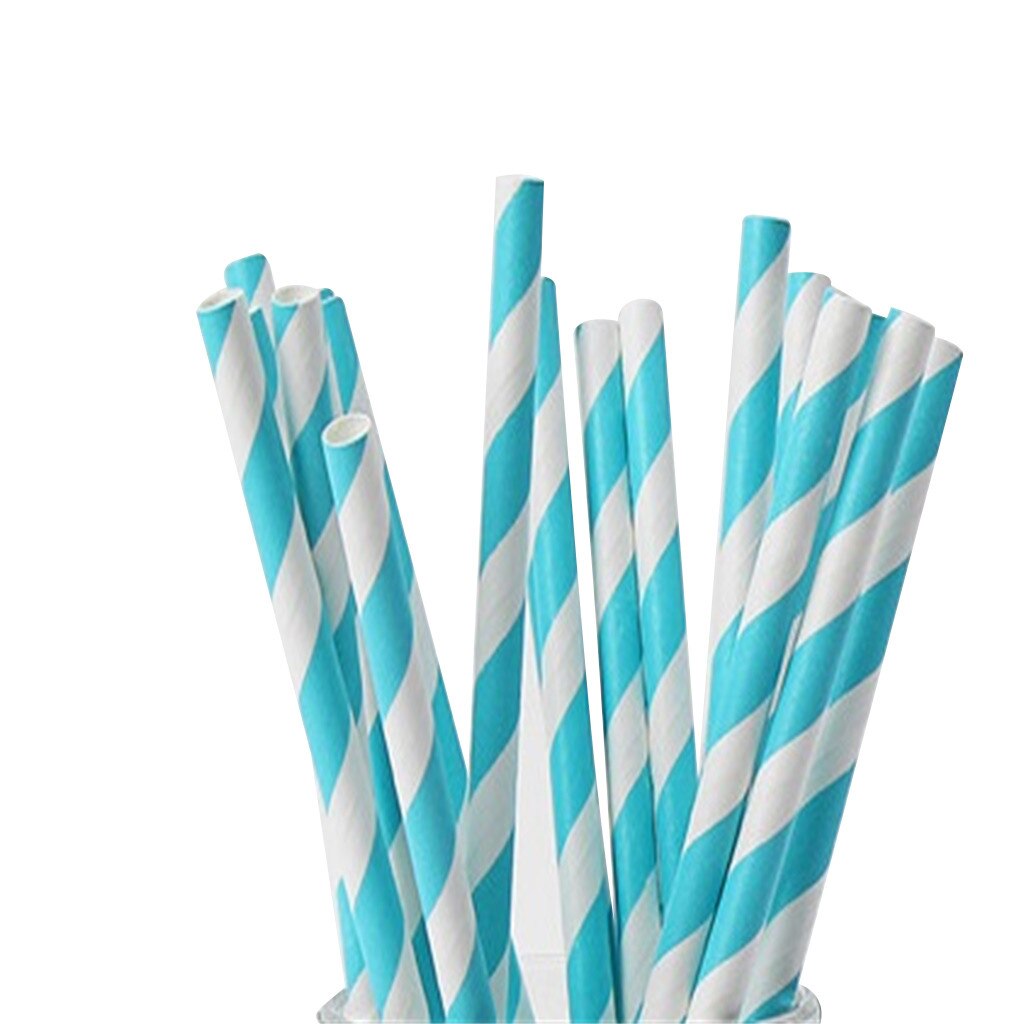 100pcs Disposable Straw Custom Juice Straws Kraft Paper Eco-friendly Wedding Party Supply Striped Paper Drinking Straws