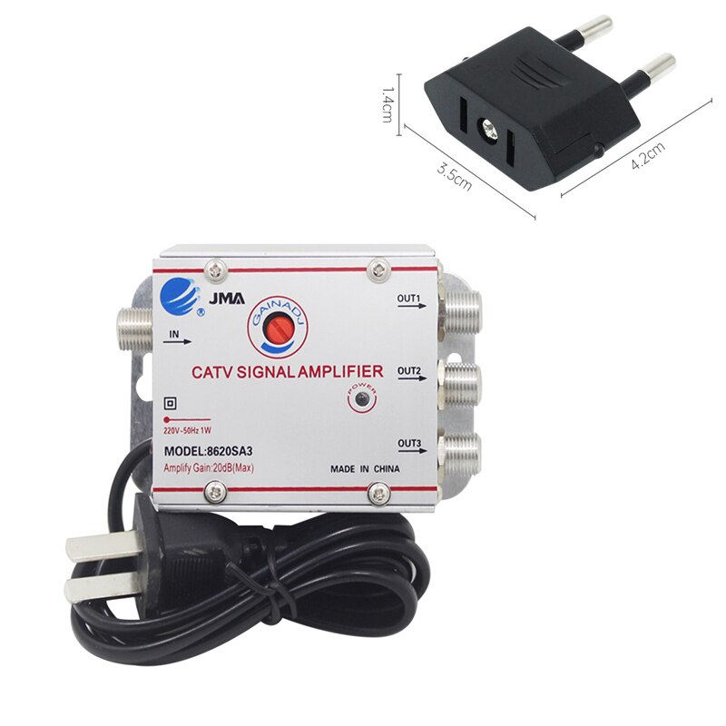 AC 220 V 4 Manier CATV Kabel TV Splitter Versterker 20dB Digitale TV Antenne Signaalversterker Thuis Tv apparatuur 45 Mhz tot 860 MHz US Plug: Blauw