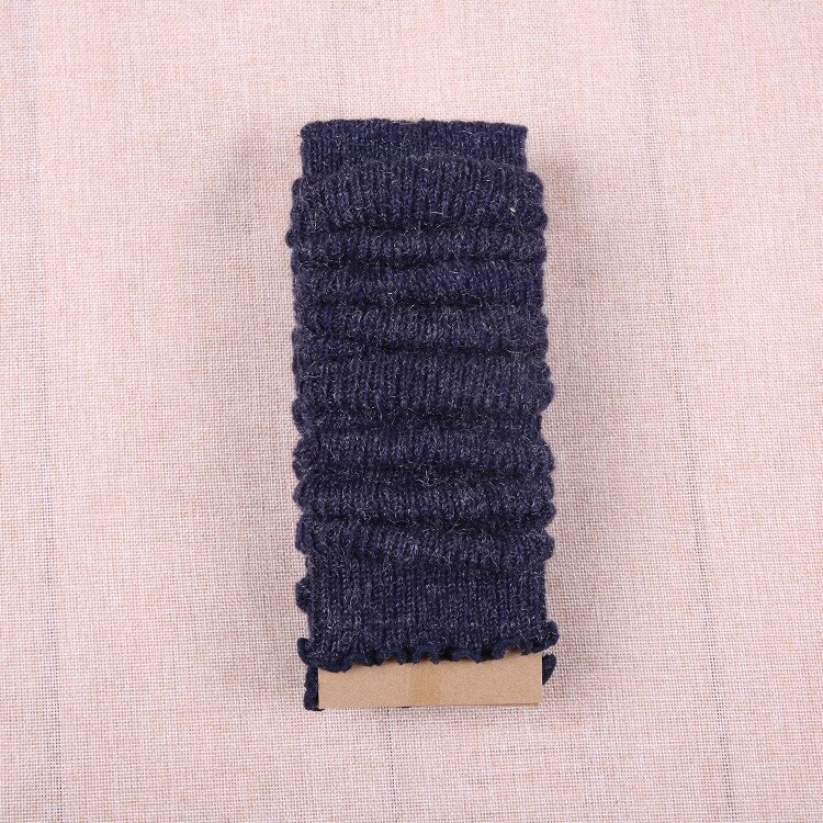 Studenten beenwarmers lange sokken dames pure kleur laars manchetten kousen meisjes winter wollen gebreide sokken dames: Marineblauw