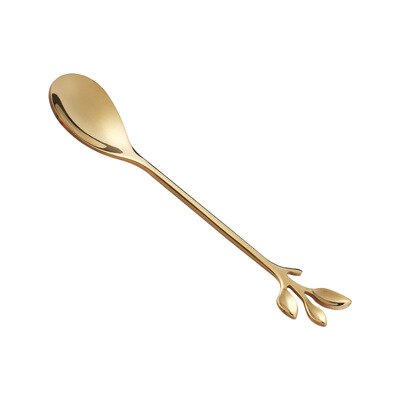 Küche Dessert Löffel Edelstahl Kaffee Milch Löffel mit Keramik Langen Griff Honig Löffel Gold-überzogene Dessert Mischen Löffel: Golden Spoon