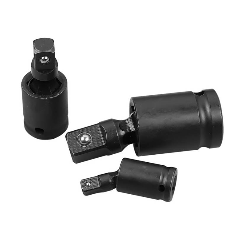 3Pcs 1/4 "3/8" 1/2 "Air Wrench Kruiskoppeling, CR-MO Staal Zwart 360 ° Drive Swivel Impact Dopsleutel Adapter