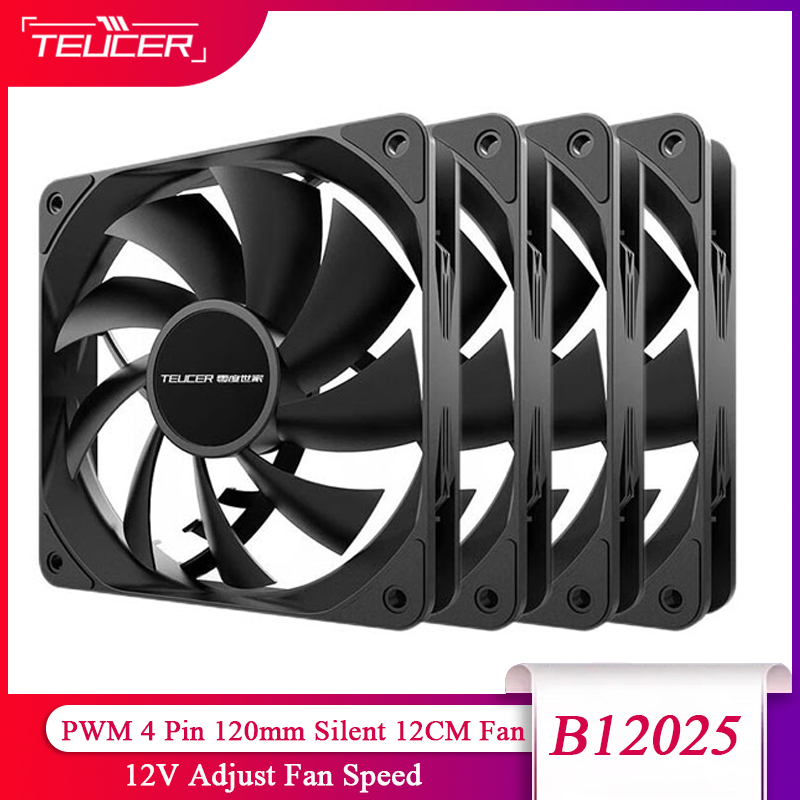 TEUCER PC ventilador con cubierta de ordenador PWM 4 pines 120mm silencioso 12CM ventilador CPU ventilador de refrigeración ventilador del radiador de refrigeración 12V ajustar la velocidad del ventilador