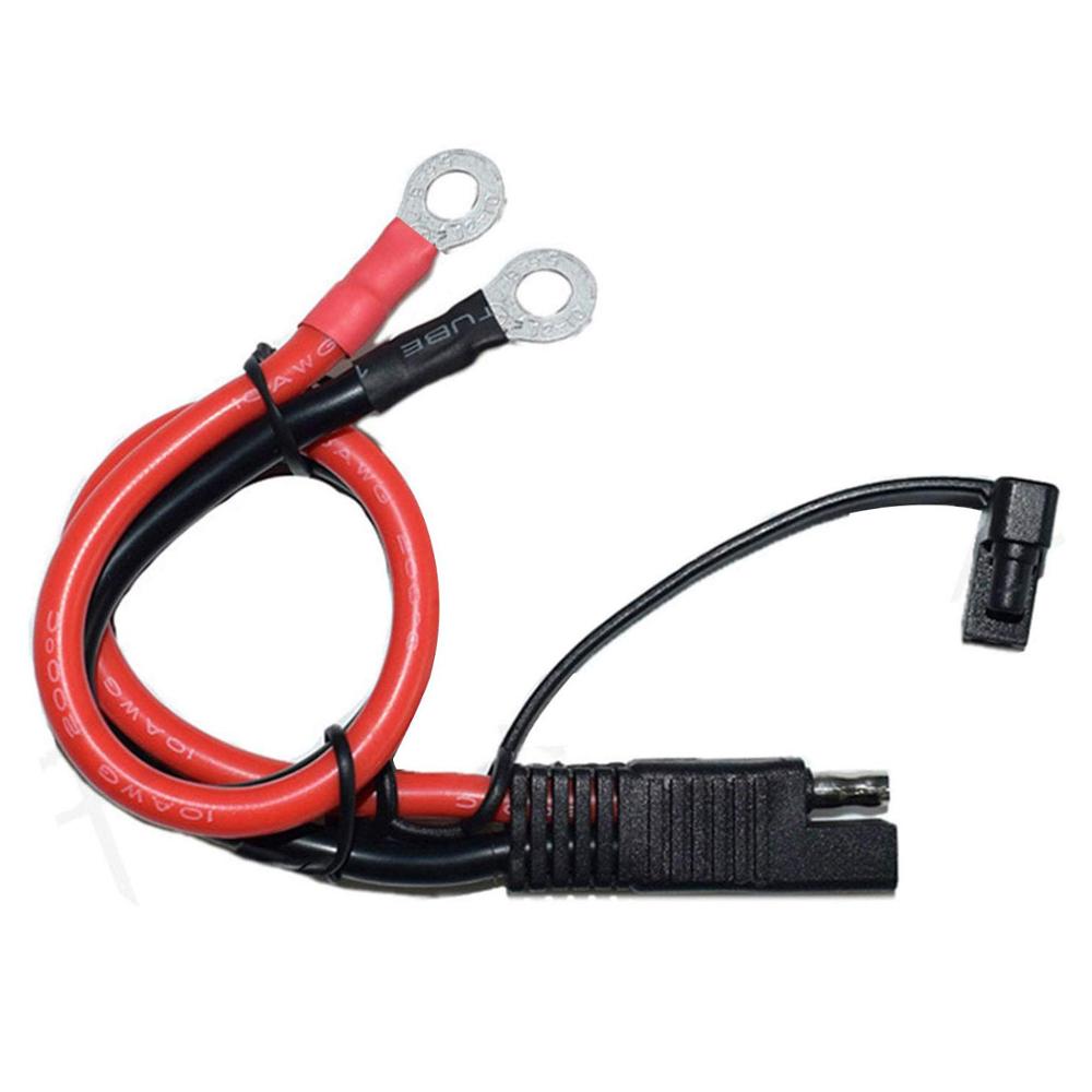 1FT Battery Charging Cable SAE to O Ring Terminal Connectors Harness 10AWG Quick Disconnect SAE Cable for Motorcycles, Cars, Etc