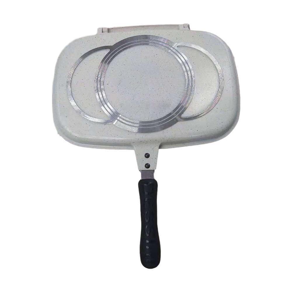 32cm dobbelt side grill stegepande køkkengrej aluminium dobbelt tilbehør pan ansigt køkken pan værktøj madlavning steg bøf: B