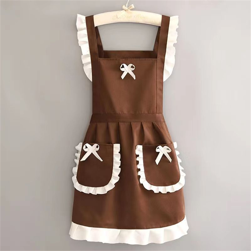 Delantal japonés para mujer, vestido de mucama con pretina, ropa de trabajo para restaurante y cocina, monos de café: Rojo