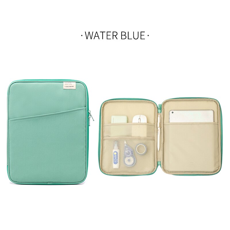 Portable Travel Briefcase Women Men's Document Bags Business Pouch Waterproof Worker office Notebooks Pens Organizer Case: 11inch Water Blue