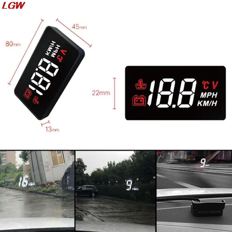 Pantalla HUD Head Up para coche, sistema de advertencia de exceso de velocidad, proyector de velocidad para parabrisas de EE. UU., A100 OBD2 EUOBD
