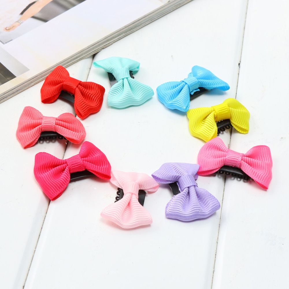 10 pièces/lot mignon nœud pinces à cheveux solide épingles à cheveux bébé filles Barrettes petit imprimé Floral épingle à cheveux chapeaux bébé cheveux accessoires: random solid color