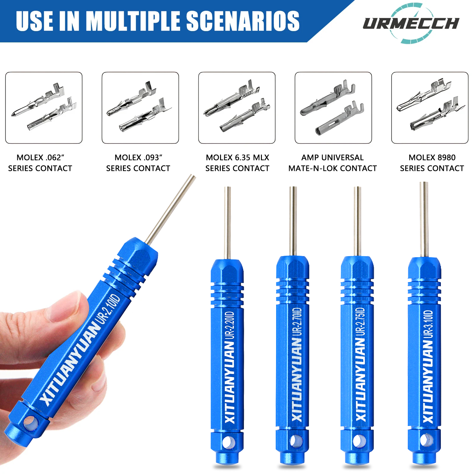5 stks Pin Extractor Terminal Removal Tools Kit voor JST/AMP/Molex Socket Connectors Mannelijke en Vrouwelijke Connector buis Type