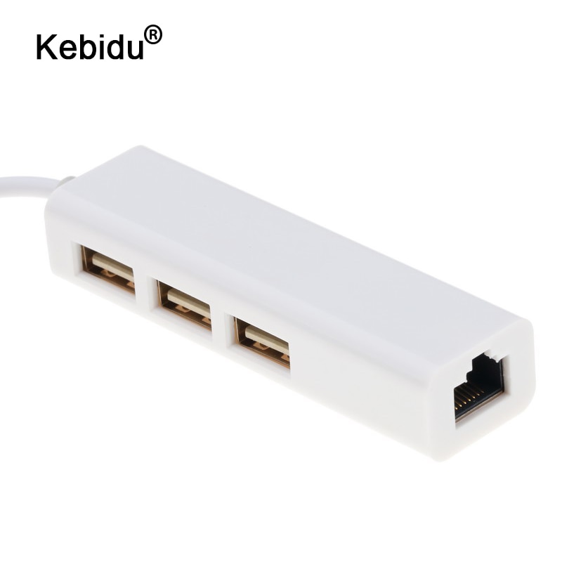 Kebidu 3 Poorten Type C Naar Usb Hub Naar Ethernet Lan RJ45 Kabel Adapter Netwerkkaart Usb 3.1 2.0 Data transfer Adapter Voor Macbook