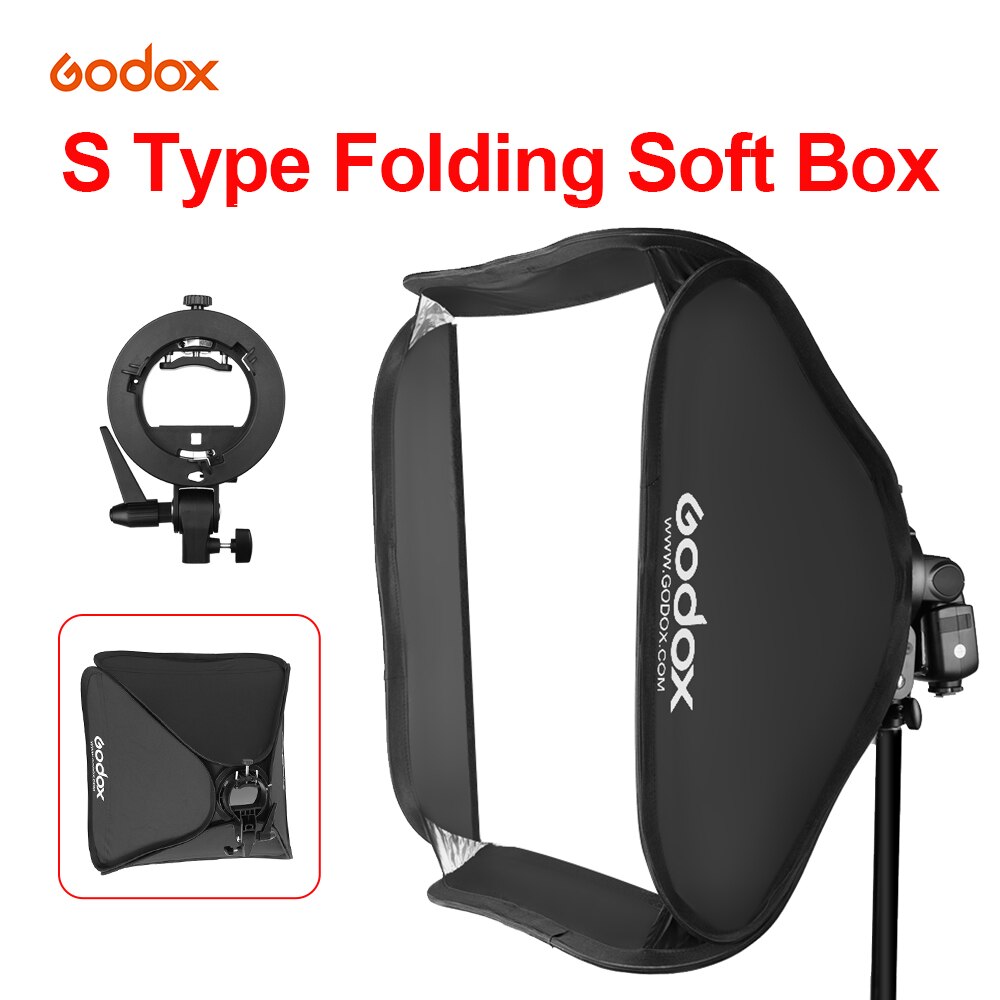 GODOX Foldable Softbox Kit with S Type Bracket Stable Bowens Flash Bracket Mount for Camera Flashes