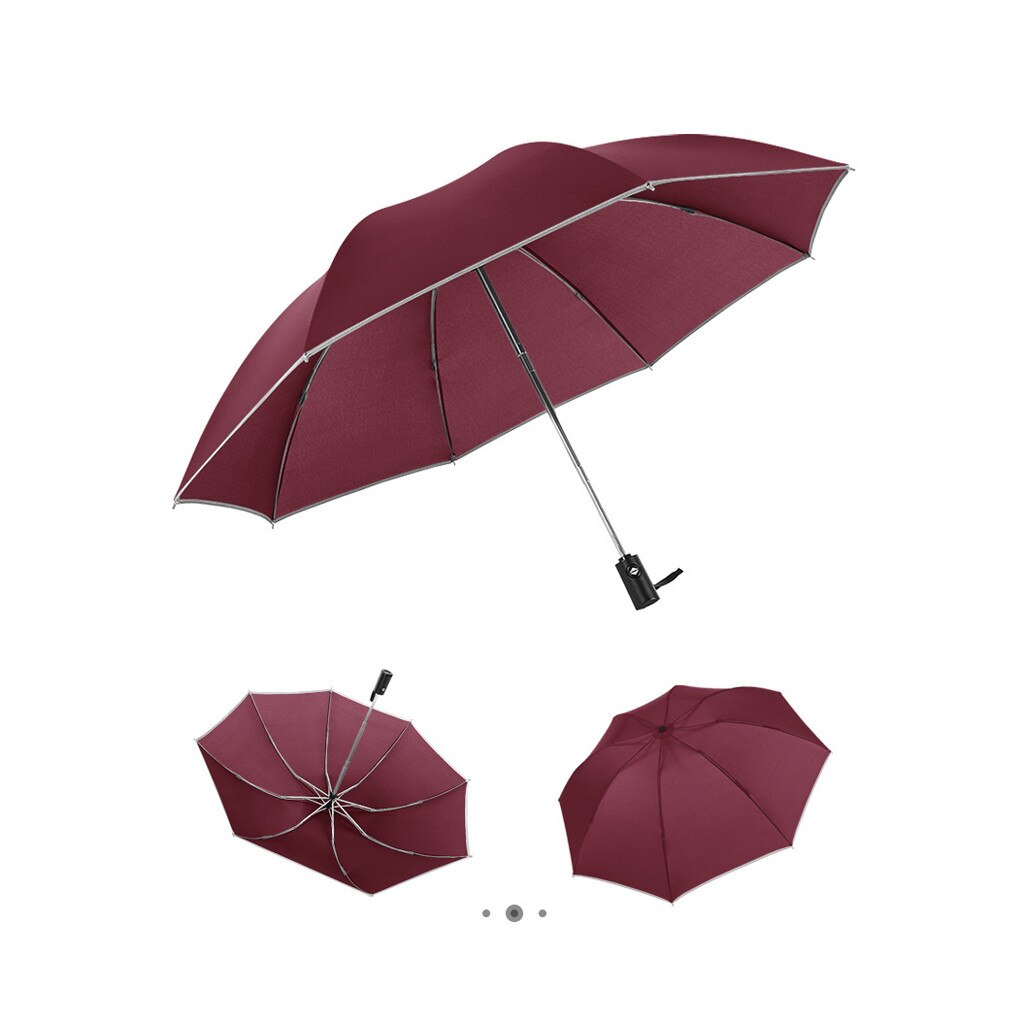 Paraguas plegable para mujer, sombrilla de viaje a prueba de viento, automática, color negro y gris, suministros de negocios, Unisex, # G9: Rojo