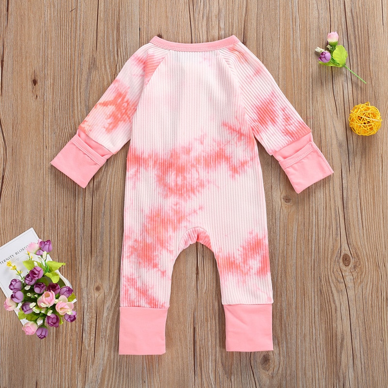Tie Dye 0-24M Bebê Romper Manga Longa Com Zíper Kintting Suave Terno Macacão Para Bebê Menino Menina Outono roupas
