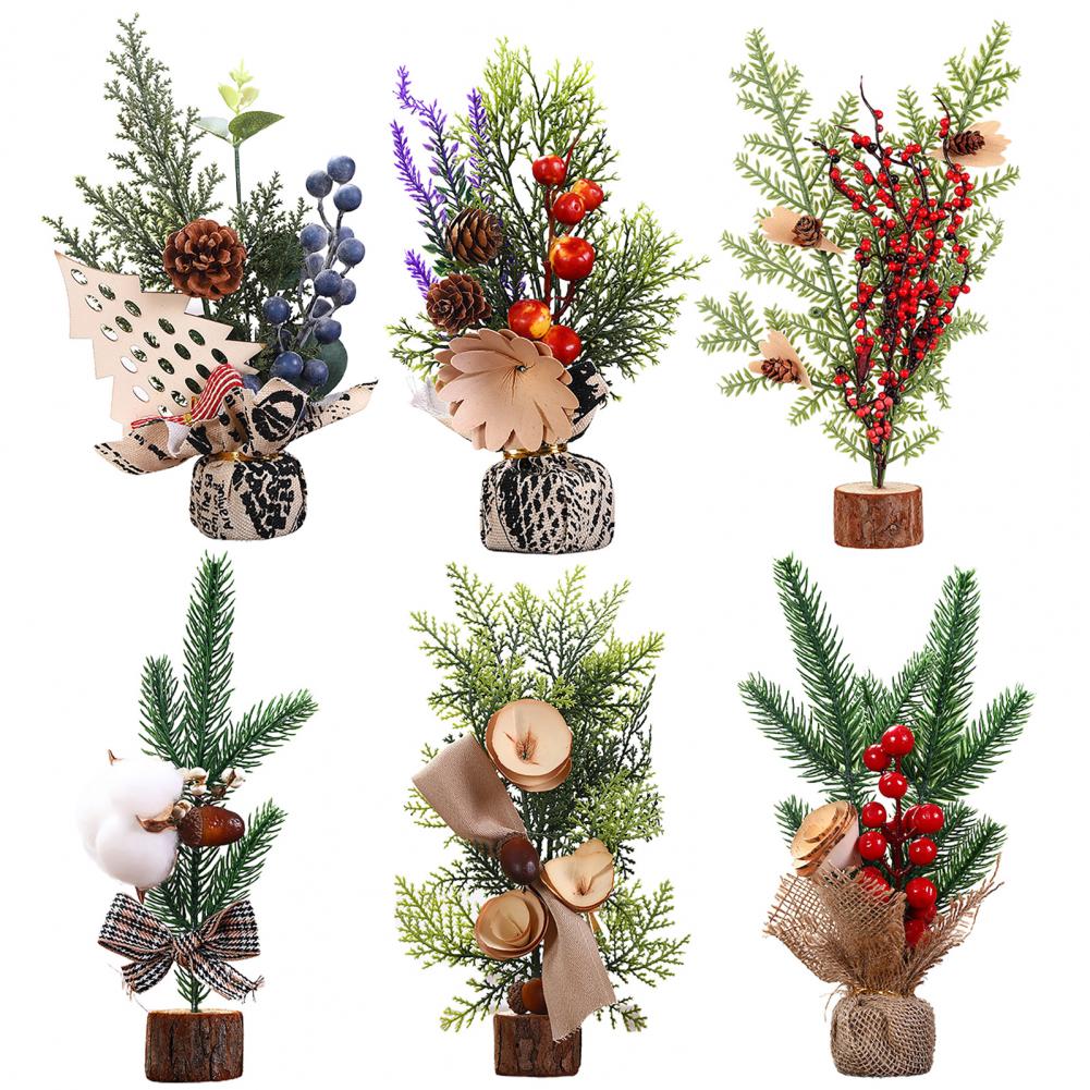 Delicate Wood Simulation Artificial Table Top Christmas Tree for Office