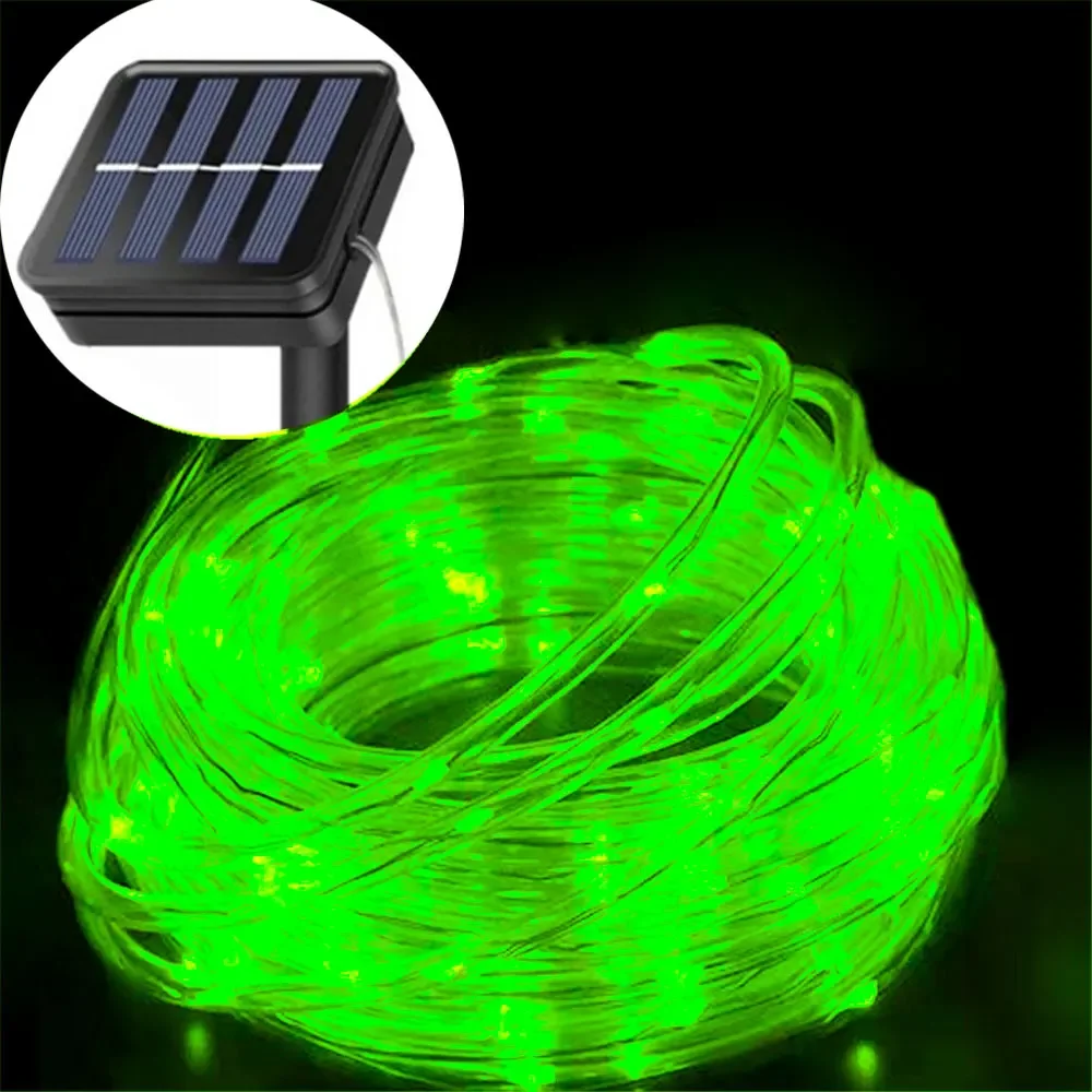 Luces de cuerda LED solares, cadena de luces de tubo de hadas, lámparas de césped impermeables para exteriores, 8 modos para el hogar, jardín, Patio, decoración de boda: RGB / 6-10 W