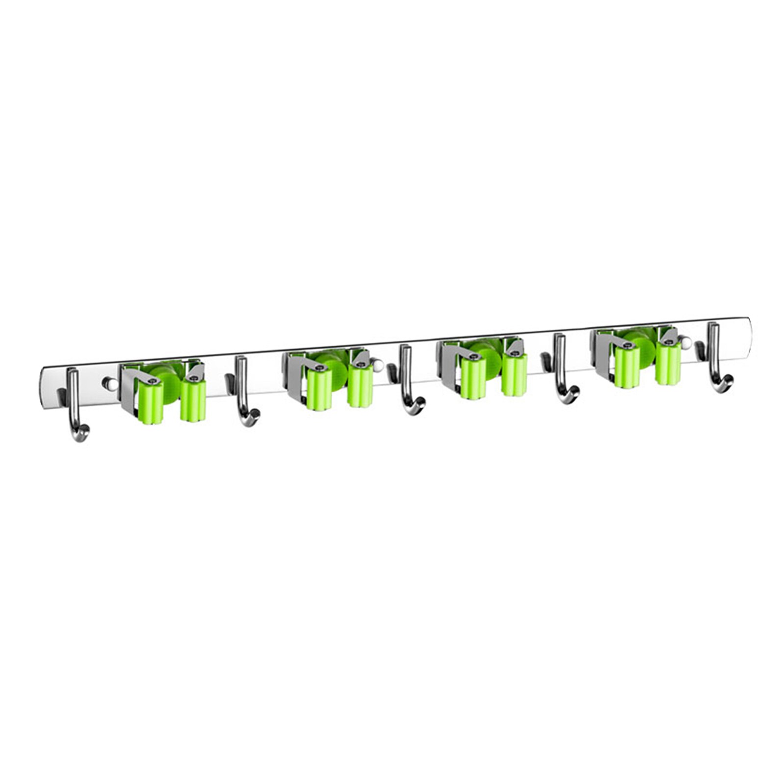 Bezem Houder Zware Praktische Clip Mop Organizer Wall Mount Haak Roestvrij Staal Opslag Ruimtebesparend Hanger Multifunctionele: green 5