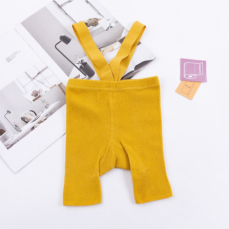 Calça collants de malha macia para crianças, top curto de meia-calça para meninos e meninas, verão: YELLOW / 12-24M