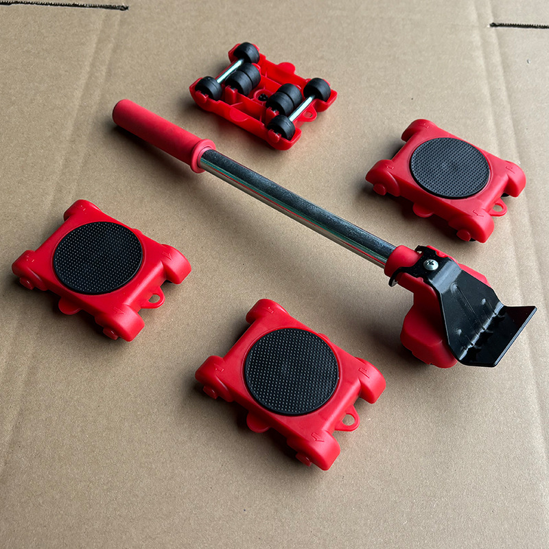 moving tool universal wheel moving artifact roller moving tool refrigerator moving bed heavy object moving 5-piece set: Red