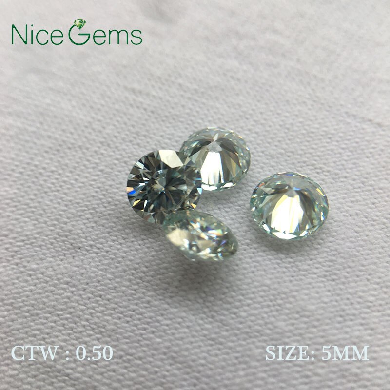 Ronde Uitstekende Cut Moissanite Lichte Blauwe 5mm 0.5 Karaat Moissanites Losse Edelstenen Voor Sieraden Brilliant VVS Duidelijkheid