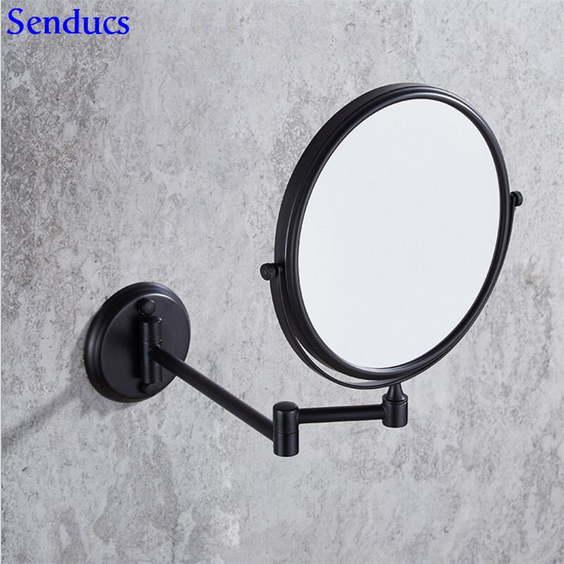 Senducs Antieke Badkamer Spiegel 3x Vergrootglas Bad Spiegel Met 8 inch Badkamer Inklapbare Spiegels Met Massief Messing Bad Spiegel: black