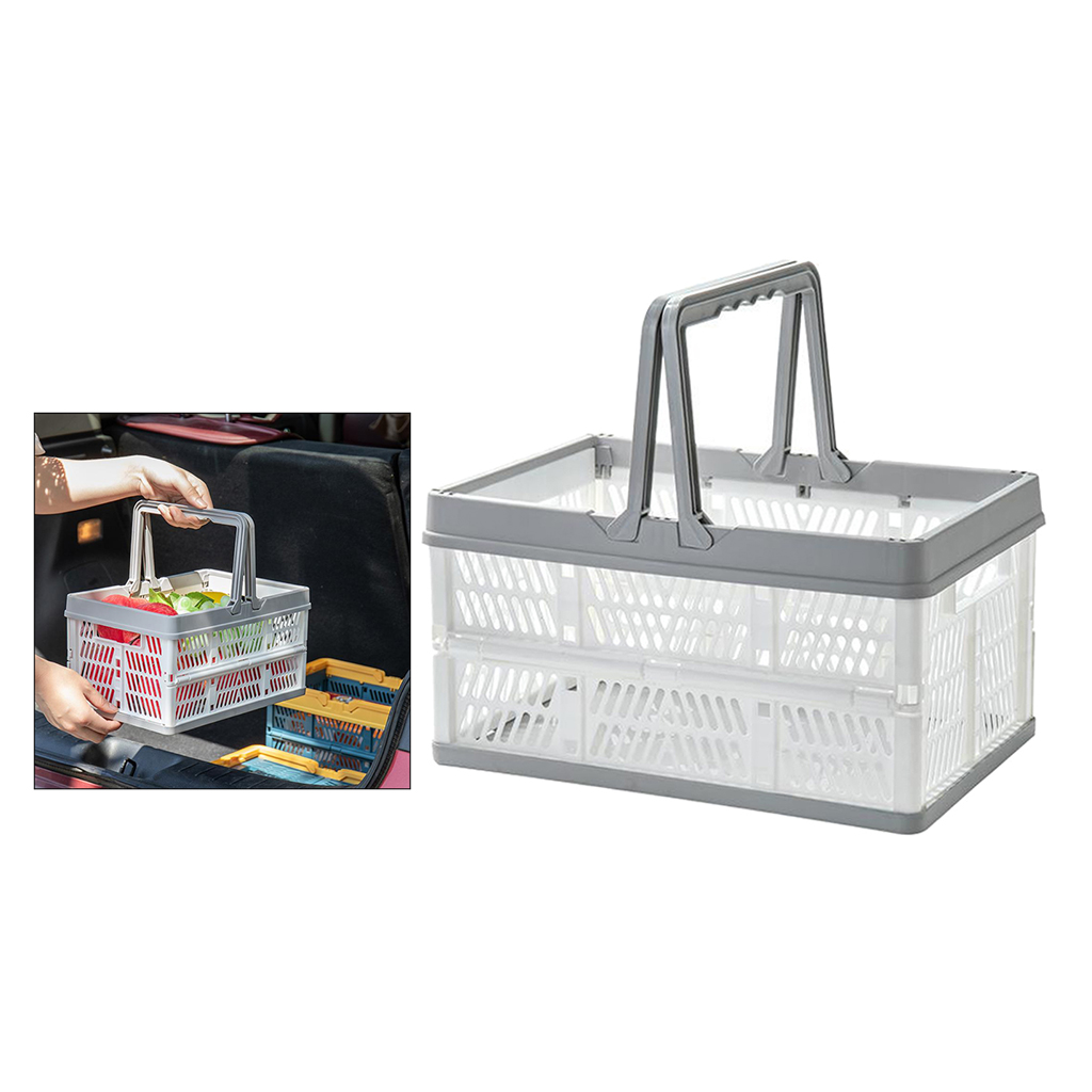 Collapsible Crate Basket Foldable Plastic Shopping Basket Container for Car Caravan Motorhome